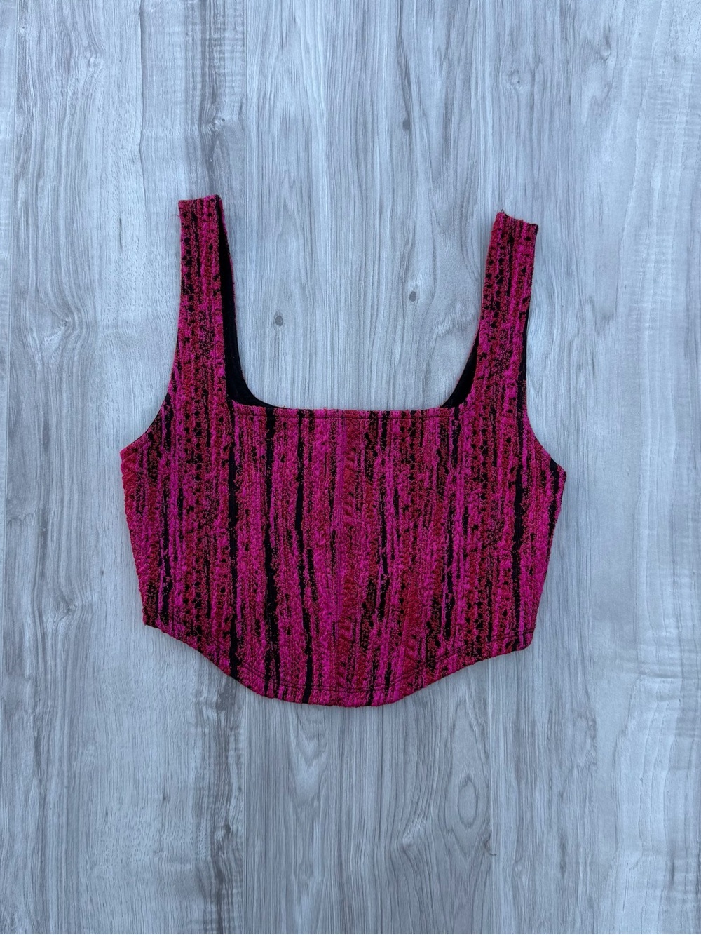 Women’s Square-Neck Crop Top in pink and Black